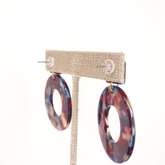 Multi Colored Round and Square Acrylic Earrings - Picture 4 of 4